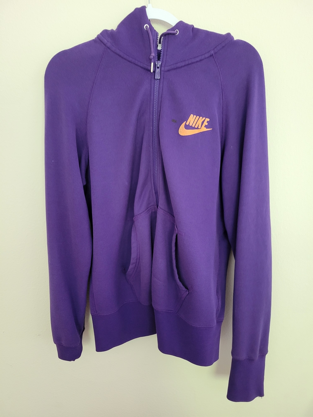 Nike Purple Zip Hoodie with Orange Logo